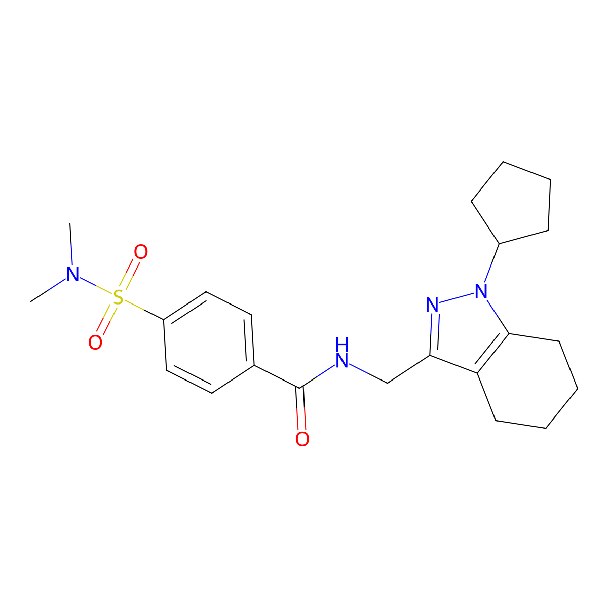 N-((1-cyclopentyl-4,5,6,7-tetrahydro-1H-indazol-3-yl)methyl)-4-(N,N-dimethylsulfamoyl)benzamide molecular structure, CAS 1448053-43-7