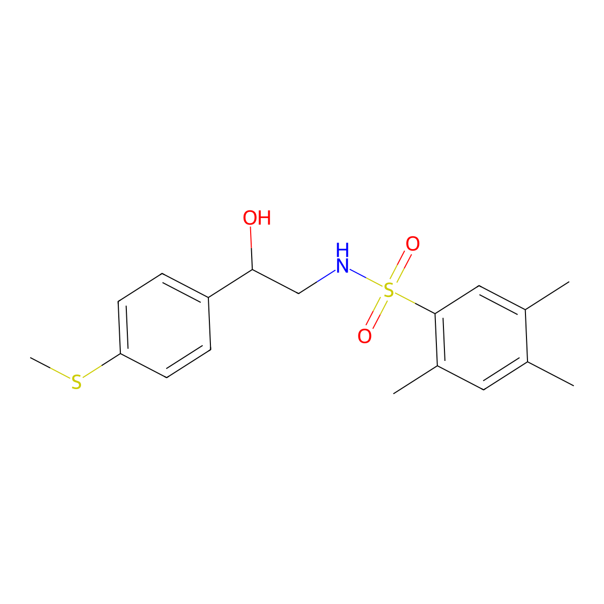N-(2-hydroxy-2-(4-(methylthio)phenyl)ethyl)-2,4,5-trimethylbenzenesulfonamide molecular structure, CAS 1448053-44-8