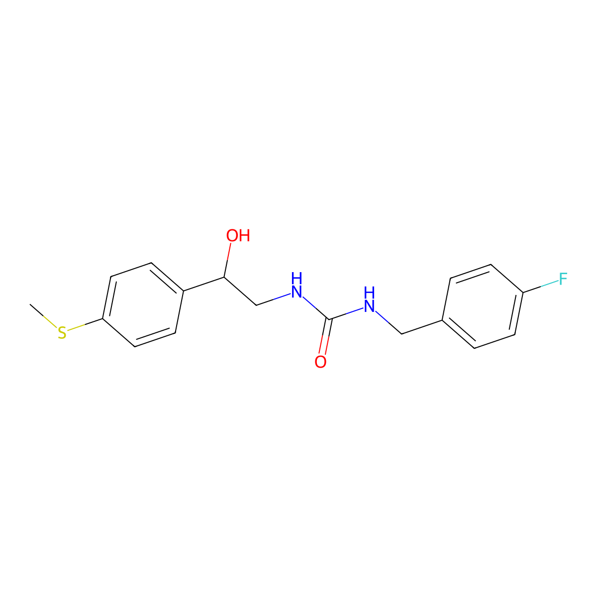 1-(4-Fluorobenzyl)-3-(2-hydroxy-2-(4-(methylthio)phenyl)ethyl)urea molecular structure, CAS 1448053-53-9