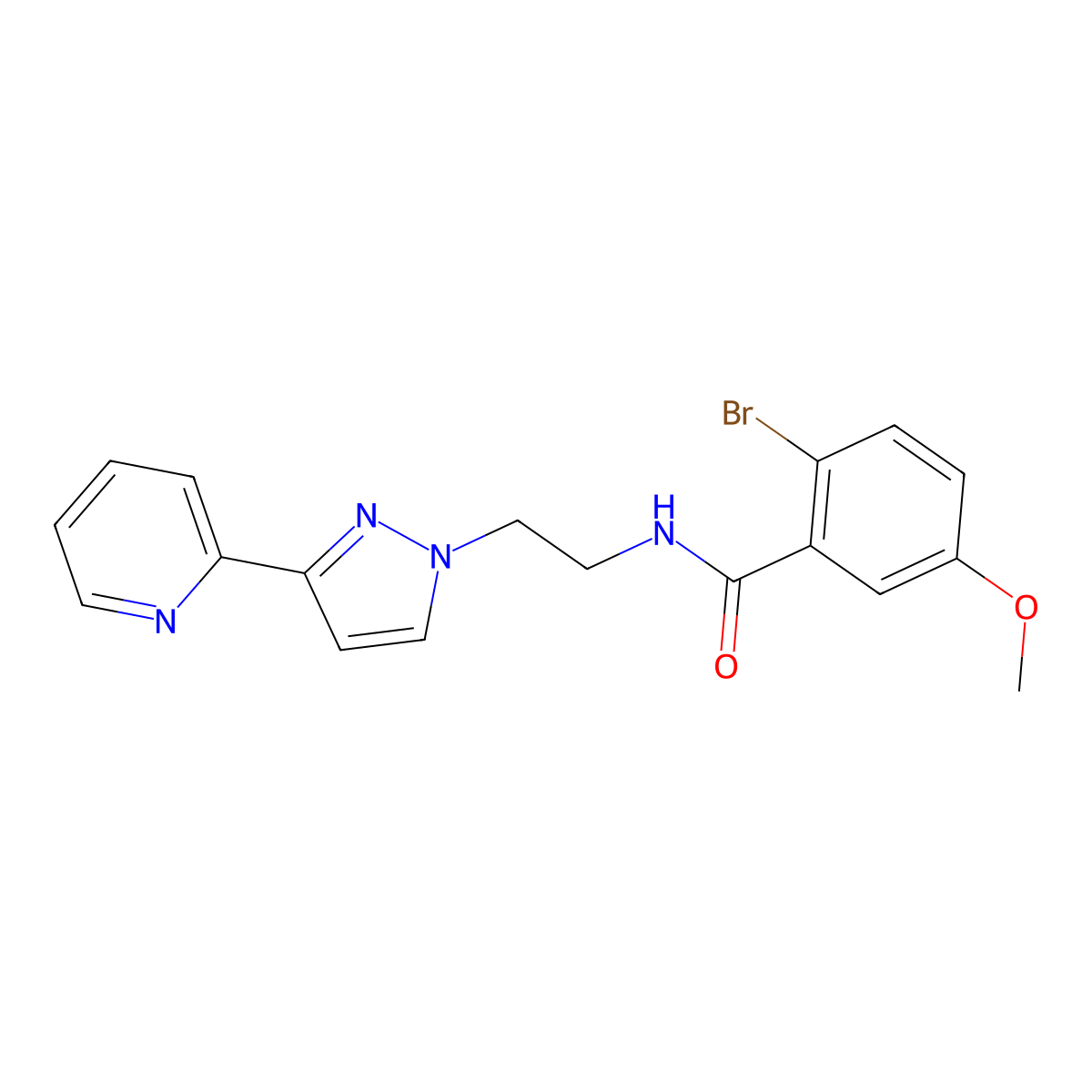 2-bromo-5-methoxy-N-{2-[3-(pyridin-2-yl)-1H-pyrazol-1-yl]ethyl}benzamide molecular structure, CAS 1448053-55-1
