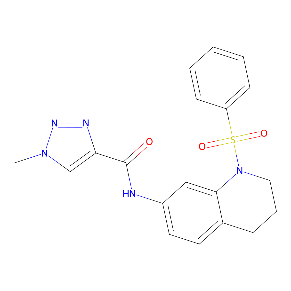 1-methyl-N-(1-(phenylsulfonyl)-1,2,3,4-tetrahydroquinolin-7-yl)-1H-1,2,3-triazole-4-carboxamide molecular structure, CAS 1448053-56-2