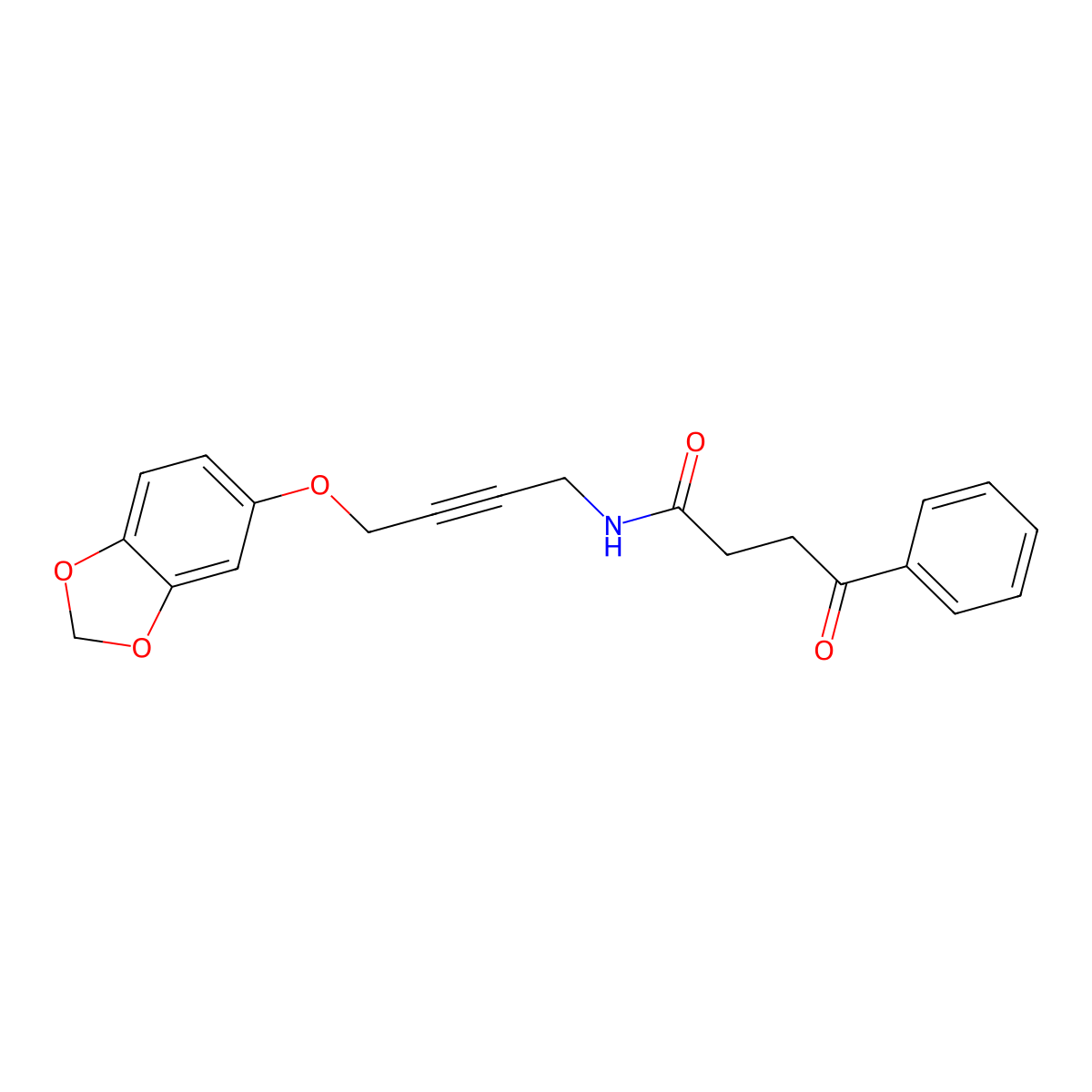 N-(4-(benzo[d][1,3]dioxol-5-yloxy)but-2-yn-1-yl)-4-oxo-4-phenylbutanamide molecular structure, CAS 1448053-57-3