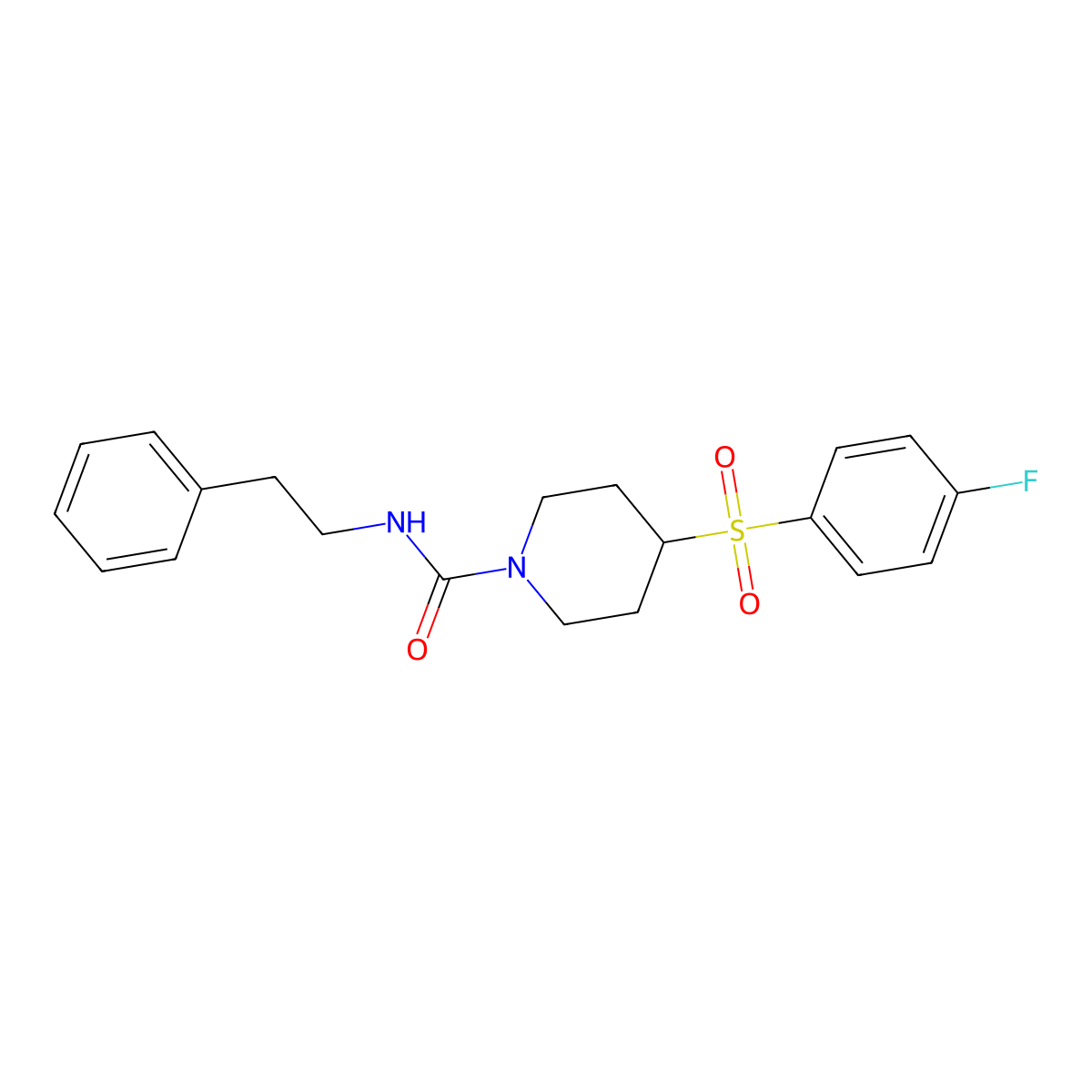 4-((4-fluorophenyl)sulfonyl)-N-phenethylpiperidine-1-carboxamide molecular structure, CAS 1448053-60-8