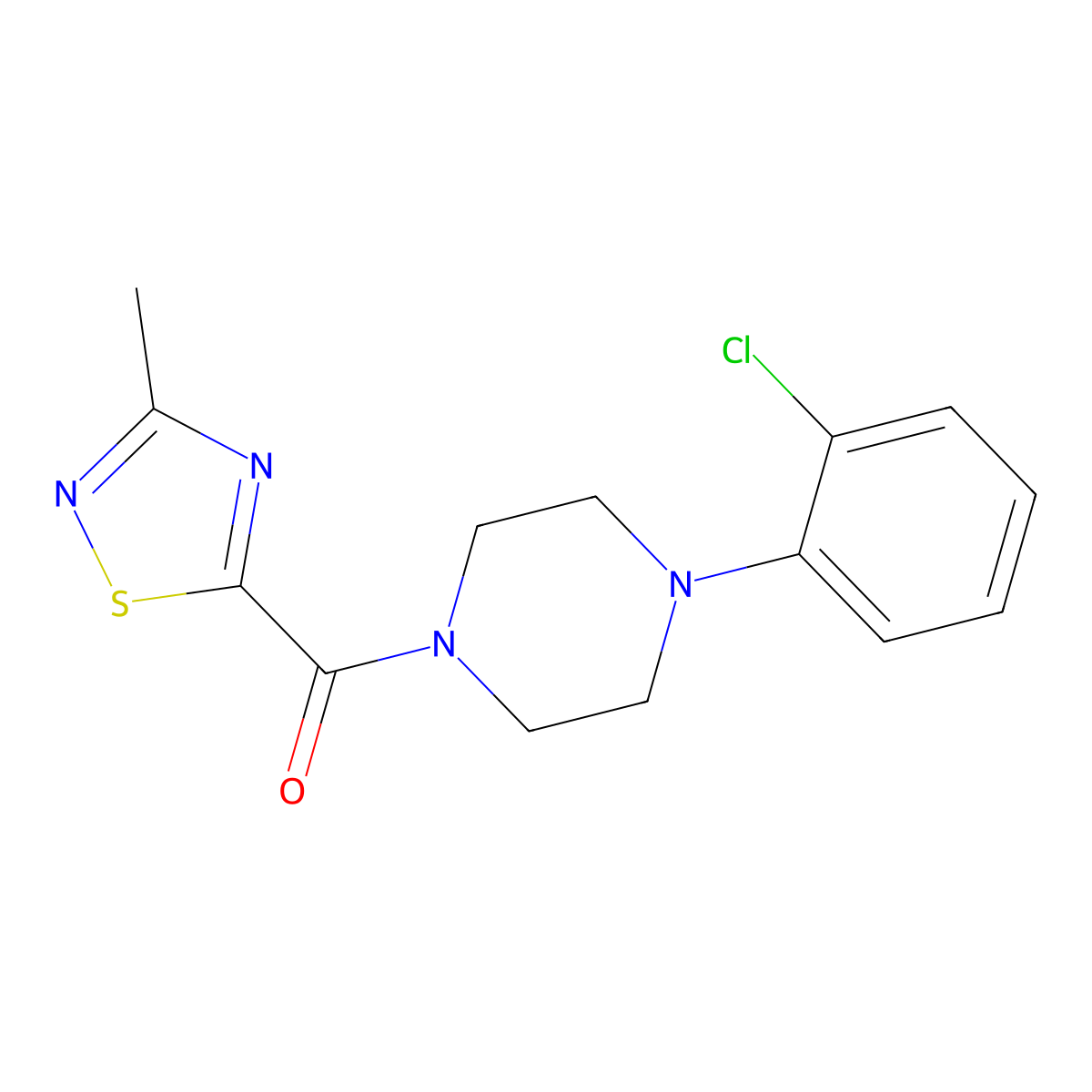 (4-(2-Chlorophenyl)piperazin-1-yl)(3-methyl-1,2,4-thiadiazol-5-yl)methanone molecular structure, CAS 1448053-61-9