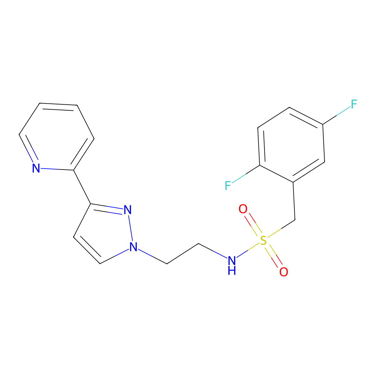 1-(2,5-difluorophenyl)-N-{2-[3-(pyridin-2-yl)-1H-pyrazol-1-yl]ethyl}methanesulfonamide molecular structure, CAS 1448053-65-3