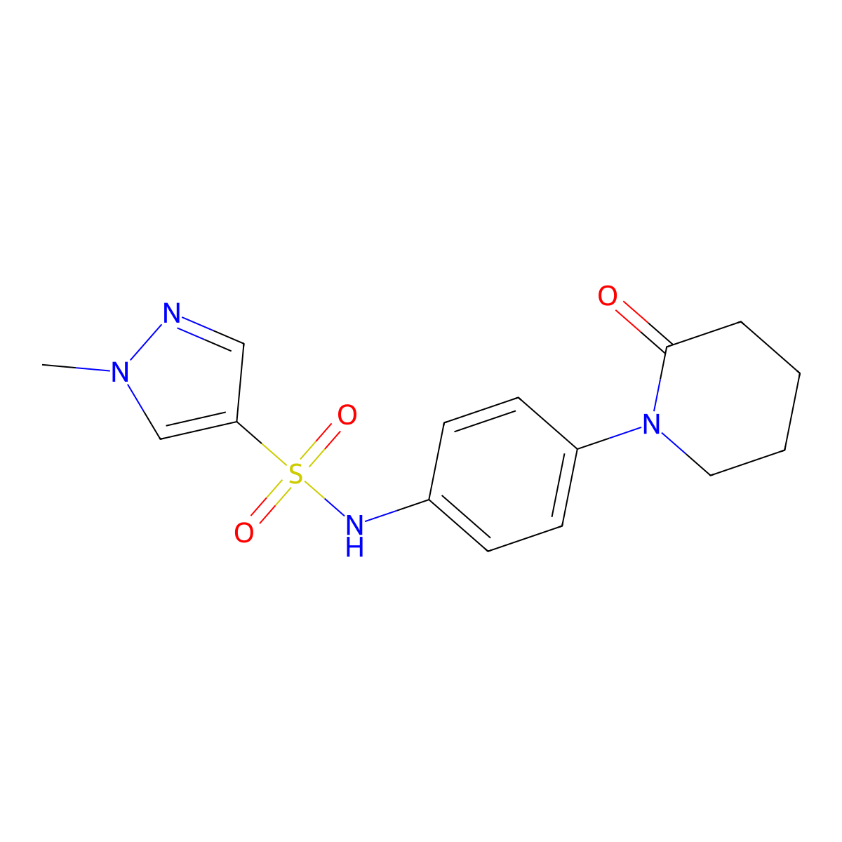 1-methyl-N-(4-(2-oxopiperidin-1-yl)phenyl)-1H-pyrazole-4-sulfonamide molecular structure, CAS 1448053-67-5