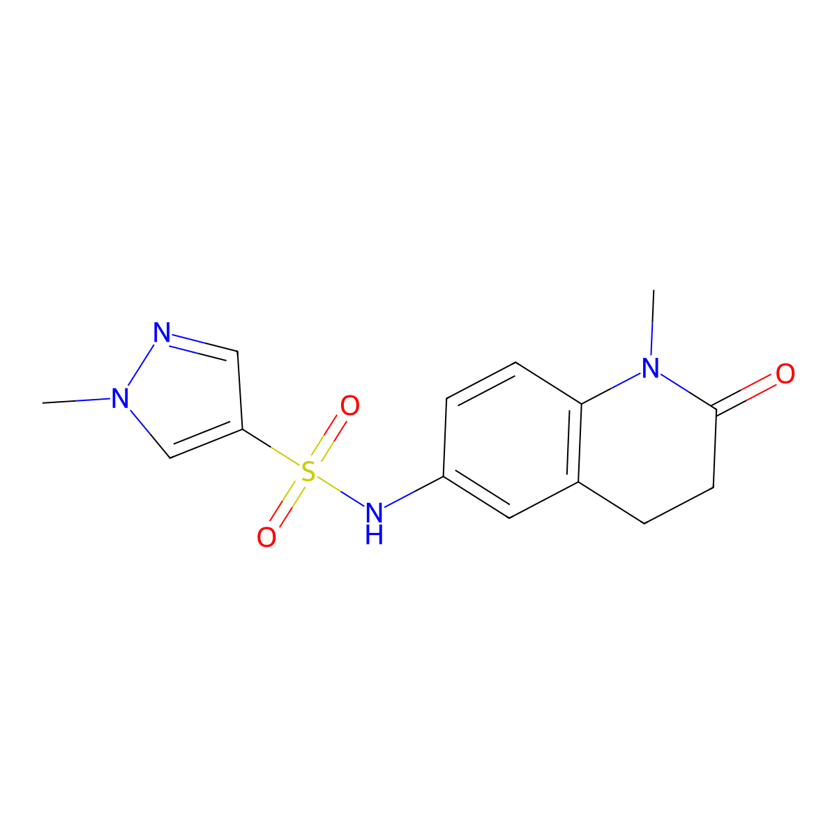 1-methyl-N-(1-methyl-2-oxo-1,2,3,4-tetrahydroquinolin-6-yl)-1H-pyrazole-4-sulfonamide molecular structure, CAS 1448053-75-5