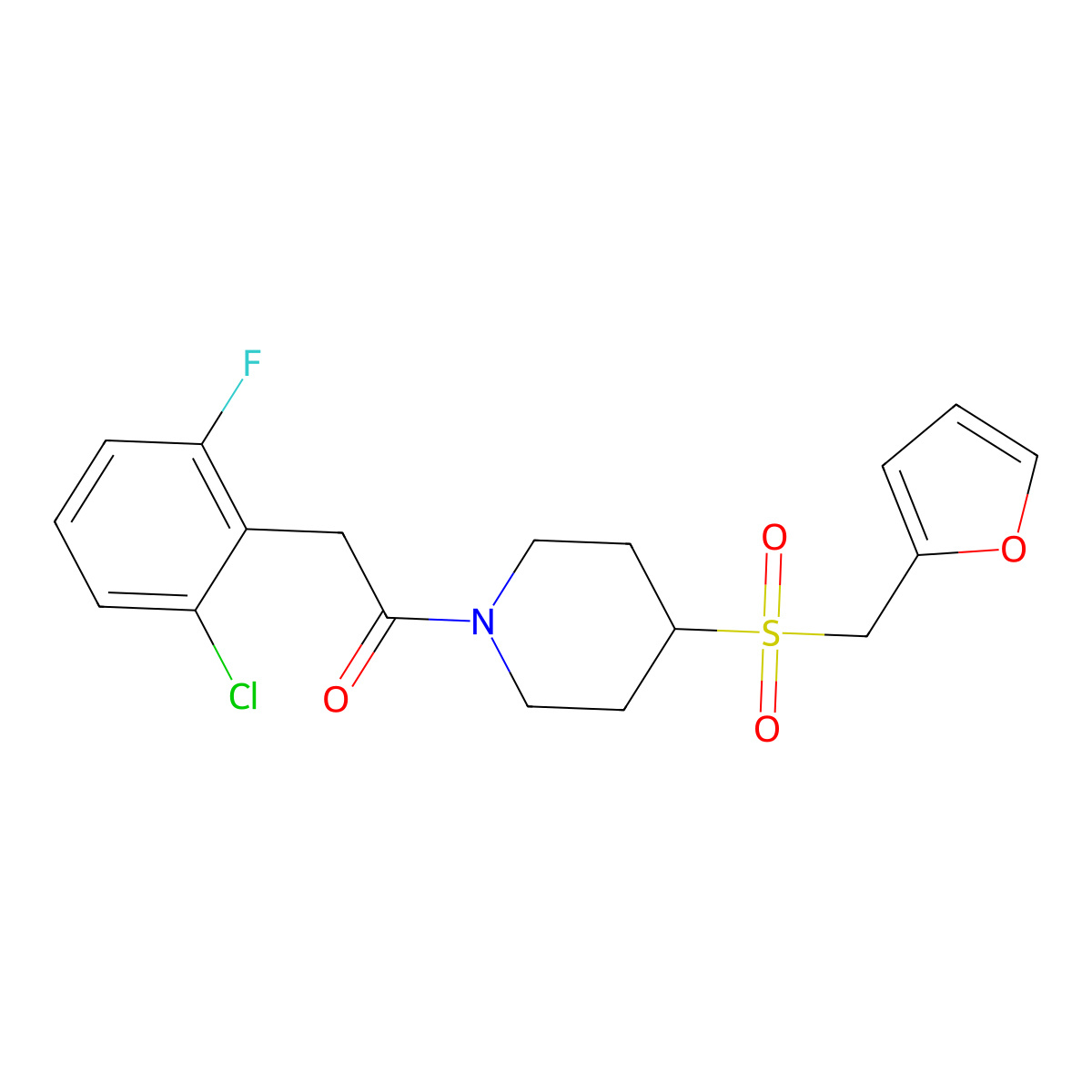 2-(2-Chloro-6-fluorophenyl)-1-(4-((furan-2-ylmethyl)sulfonyl)piperidin-1-yl)ethanone molecular structure, CAS 1448053-78-8