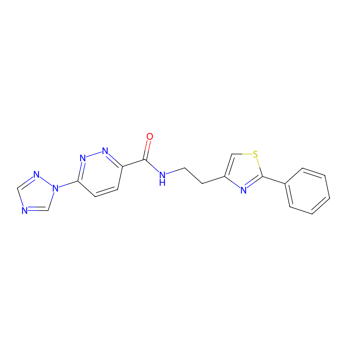 N-(2-(2-phenylthiazol-4-yl)ethyl)-6-(1H-1,2,4-triazol-1-yl)pyridazine-3-carboxamide molecular structure, CAS 1448053-82-4