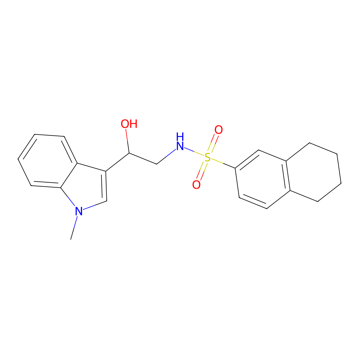 N-(2-hydroxy-2-(1-methyl-1H-indol-3-yl)ethyl)-5,6,7,8-tetrahydronaphthalene-2-sulfonamide molecular structure, CAS 1448053-86-8