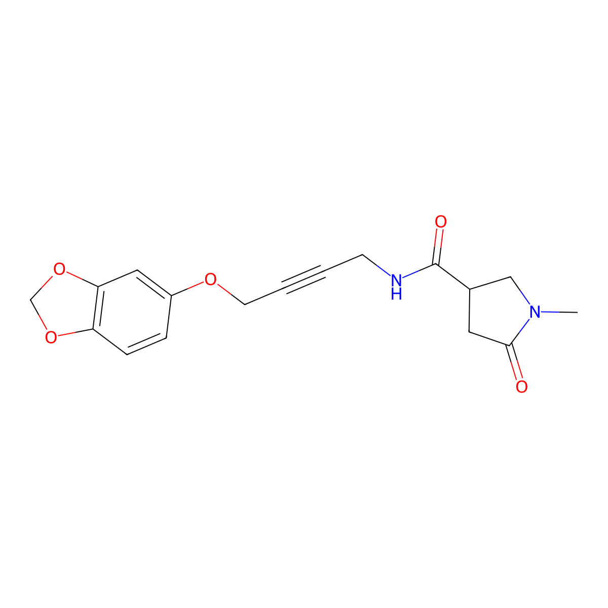 N-(4-(benzo[d][1,3]dioxol-5-yloxy)but-2-yn-1-yl)-1-methyl-5-oxopyrrolidine-3-carboxamide molecular structure, CAS 1448053-87-9
