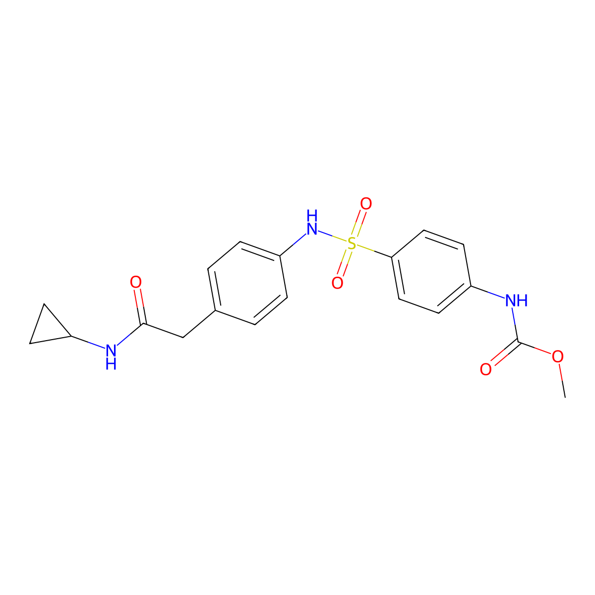 methyl (4-(N-(4-(2-(cyclopropylamino)-2-oxoethyl)phenyl)sulfamoyl)phenyl)carbamate molecular structure, CAS 1448053-96-0