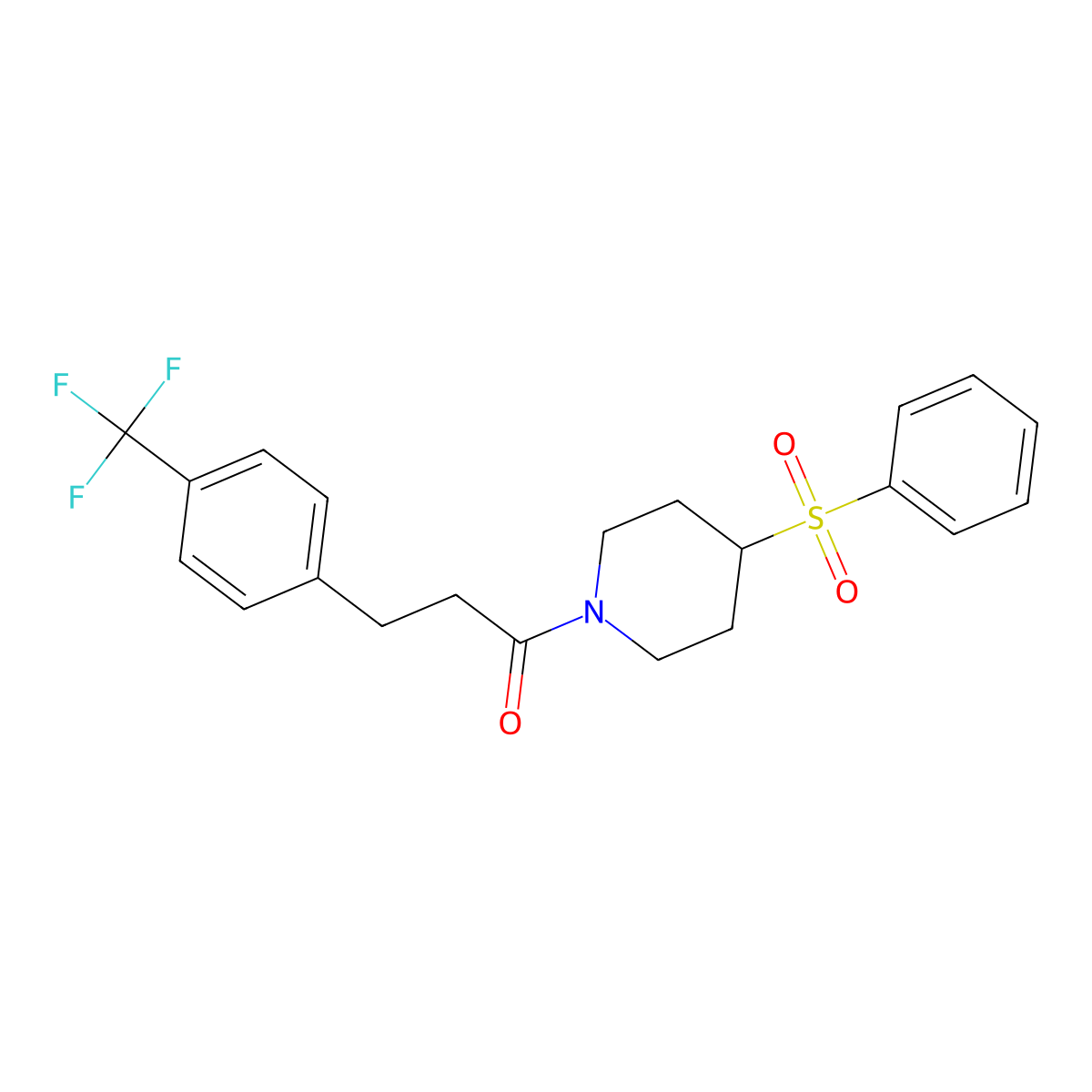 1-(4-(Phenylsulfonyl)piperidin-1-yl)-3-(4-(trifluoromethyl)phenyl)propan-1-one molecular structure, CAS 1448054-03-2