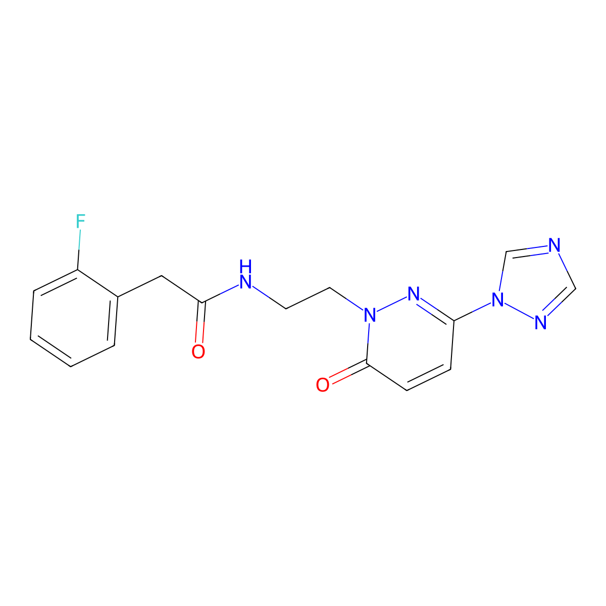 2-(2-fluorophenyl)-N-(2-(6-oxo-3-(1H-1,2,4-triazol-1-yl)pyridazin-1(6H)-yl)ethyl)acetamide molecular structure, CAS 1448054-04-3