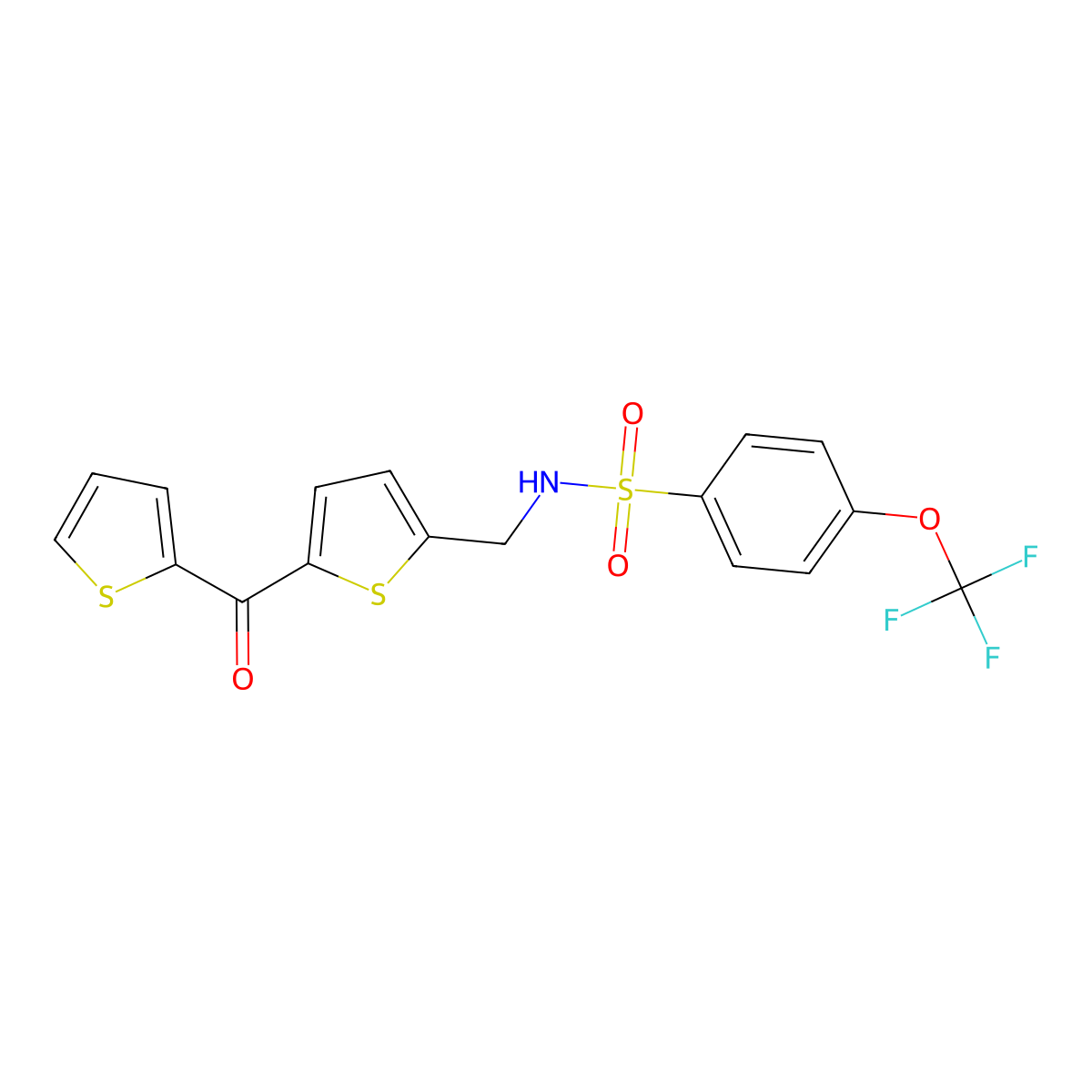 N-((5-(thiophene-2-carbonyl)thiophen-2-yl)methyl)-4-(trifluoromethoxy)benzenesulfonamide molecular structure, CAS 1448054-08-7