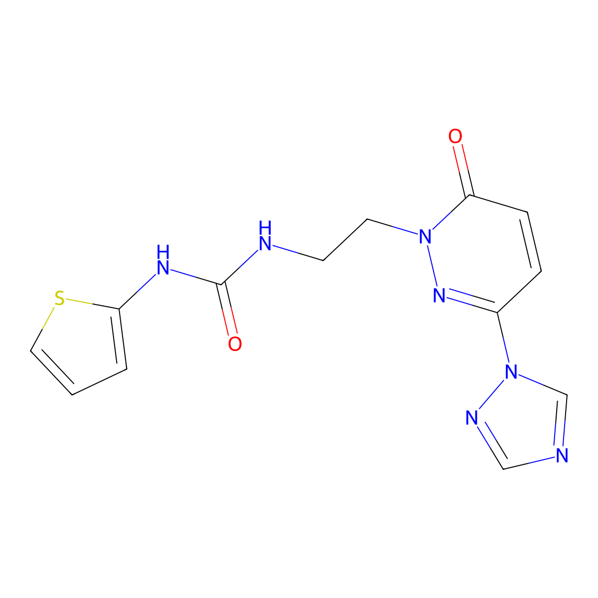 1-(2-(6-oxo-3-(1H-1,2,4-triazol-1-yl)pyridazin-1(6H)-yl)ethyl)-3-(thiophen-2-yl)urea molecular structure, CAS 1448054-25-8
