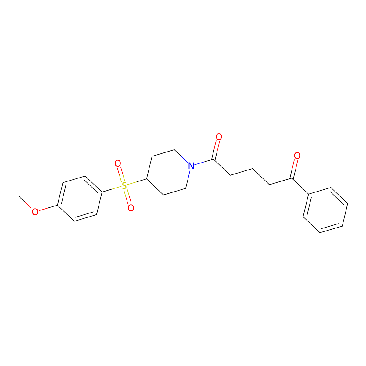 1-(4-((4-Methoxyphenyl)sulfonyl)piperidin-1-yl)-5-phenylpentane-1,5-dione molecular structure, CAS 1448054-27-0