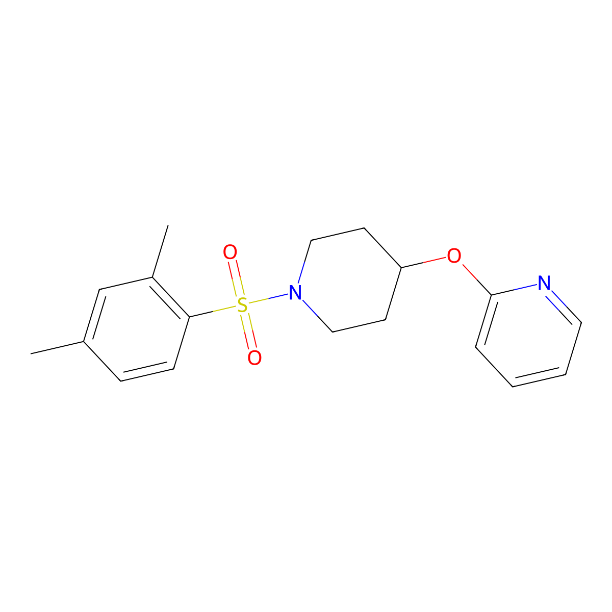2-((1-((2,4-Dimethylphenyl)sulfonyl)piperidin-4-yl)oxy)pyridine molecular structure, CAS 1448054-31-6