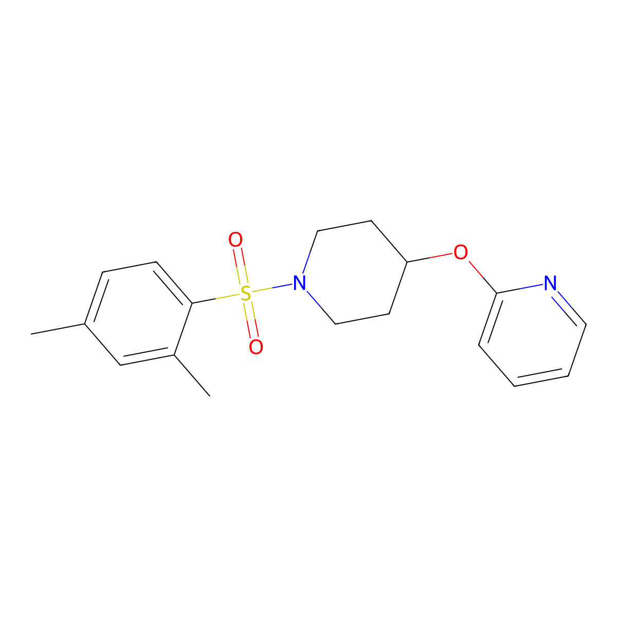 2-((1-((2,4-Dimethylphenyl)sulfonyl)piperidin-4-yl)oxy)pyridine molecular structure, CAS 1448054-31-6
