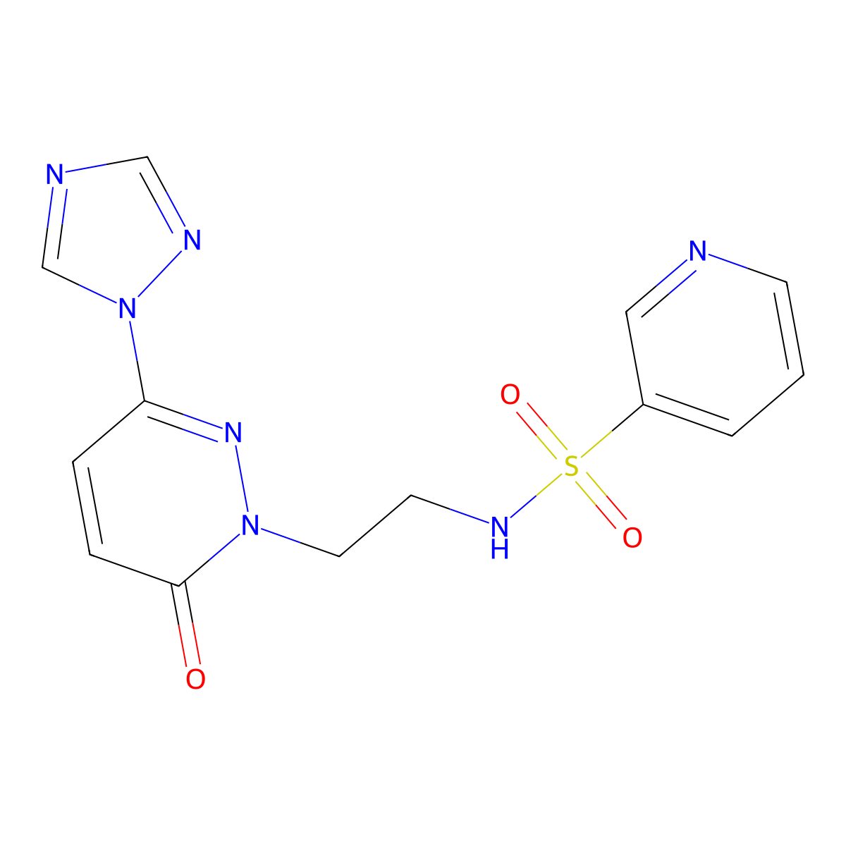 N-(2-(6-oxo-3-(1H-1,2,4-triazol-1-yl)pyridazin-1(6H)-yl)ethyl)pyridine-3-sulfonamide molecular structure, CAS 1448054-33-8