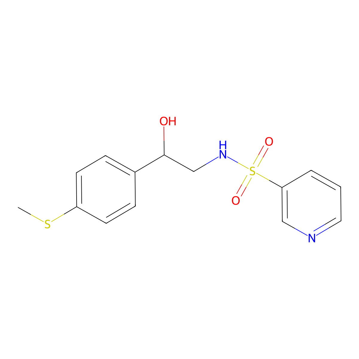 N-(2-hydroxy-2-(4-(methylthio)phenyl)ethyl)pyridine-3-sulfonamide molecular structure, CAS 1448054-35-0