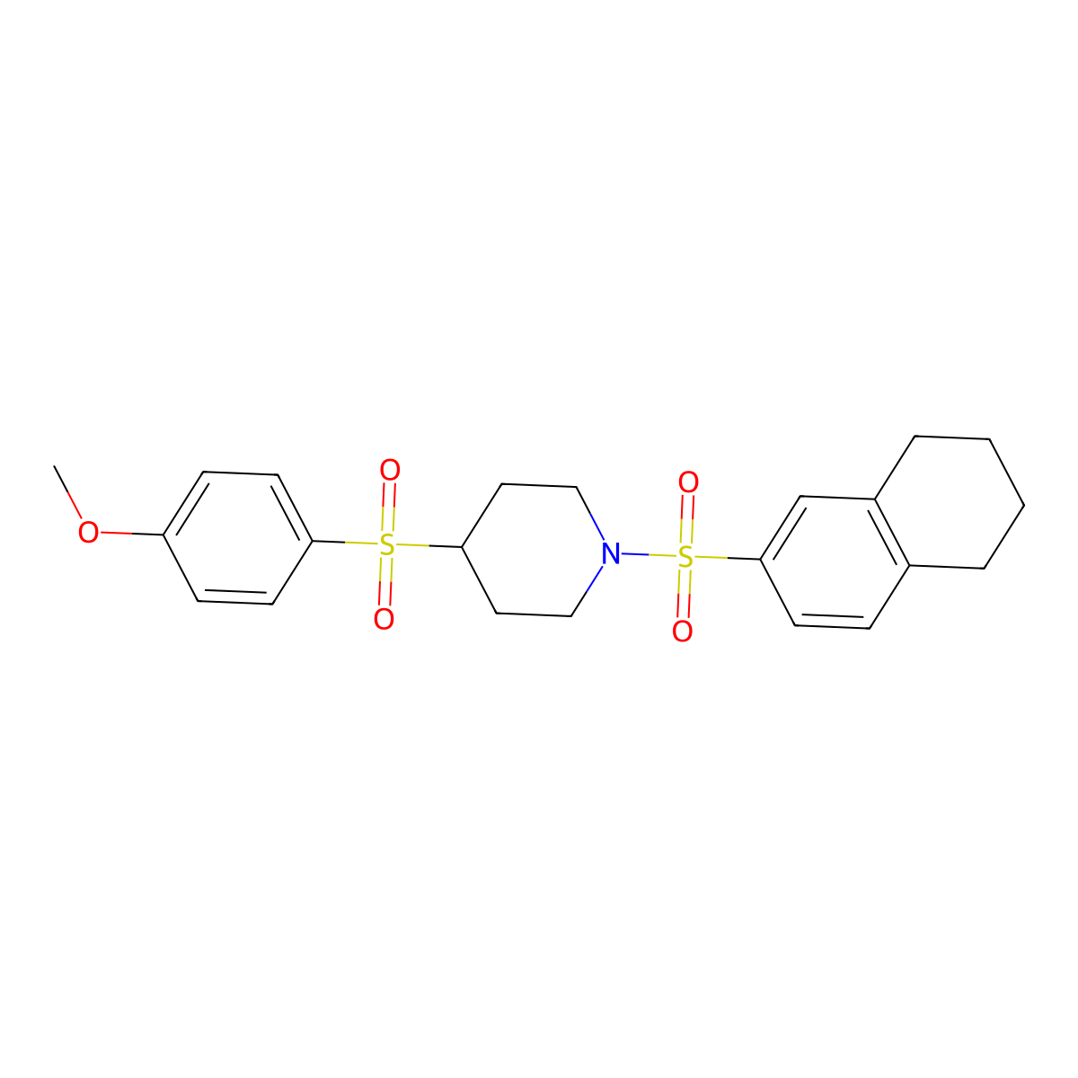 4-((4-Methoxyphenyl)sulfonyl)-1-((5,6,7,8-tetrahydronaphthalen-2-yl)sulfonyl)piperidine molecular structure, CAS 1448054-36-1