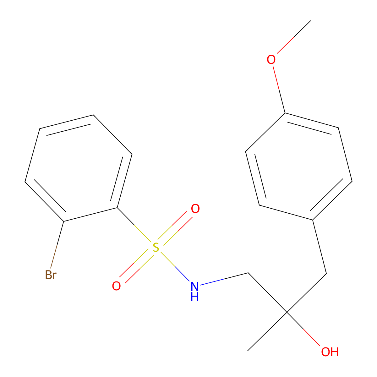 2-bromo-N-(2-hydroxy-3-(4-methoxyphenyl)-2-methylpropyl)benzenesulfonamide molecular structure, CAS 1448054-38-3