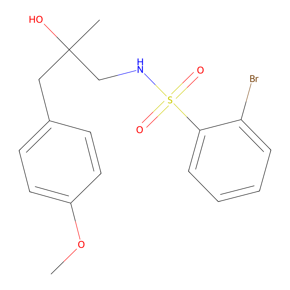 2-bromo-N-(2-hydroxy-3-(4-methoxyphenyl)-2-methylpropyl)benzenesulfonamide molecular structure, CAS 1448054-38-3