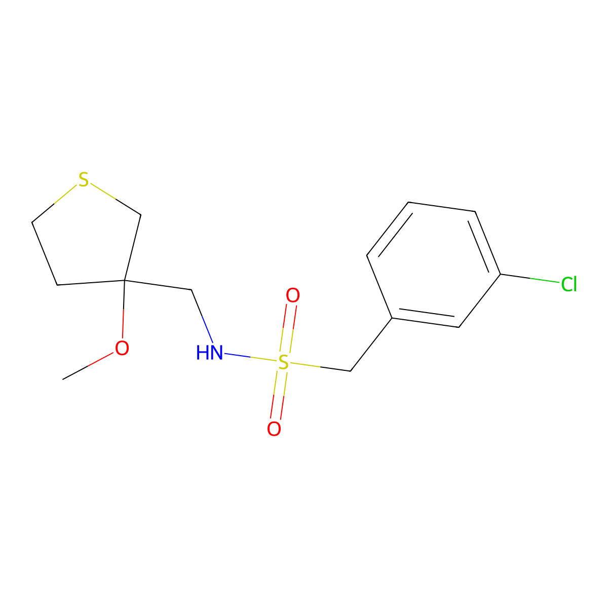 1-(3-Chlorophenyl)-N-[(3-methoxythiolan-3-YL)methyl]methanesulfonamide molecular structure, CAS 1448054-43-0