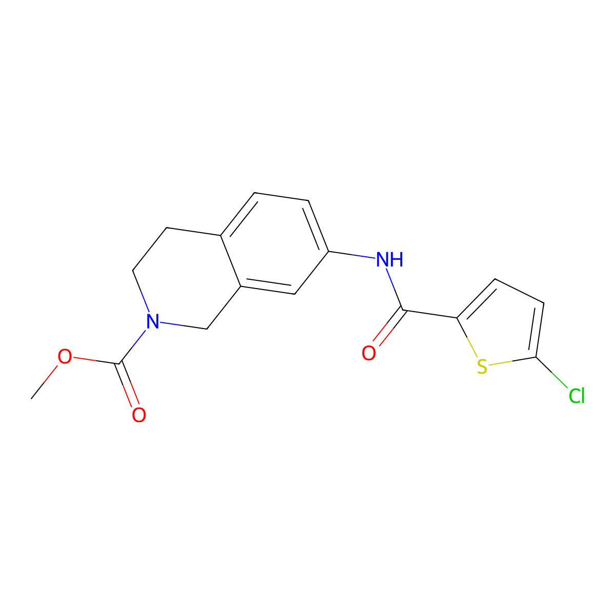 methyl 7-(5-chlorothiophene-2-carboxamido)-3,4-dihydroisoquinoline-2(1H)-carboxylate molecular structure, CAS 1448054-47-4