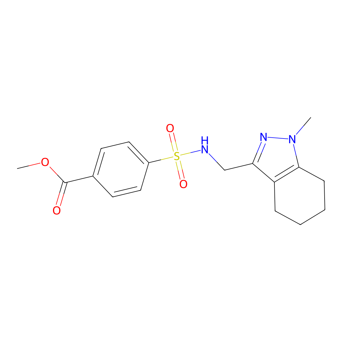 methyl 4-(N-((1-methyl-4,5,6,7-tetrahydro-1H-indazol-3-yl)methyl)sulfamoyl)benzoate molecular structure, CAS 1448054-48-5