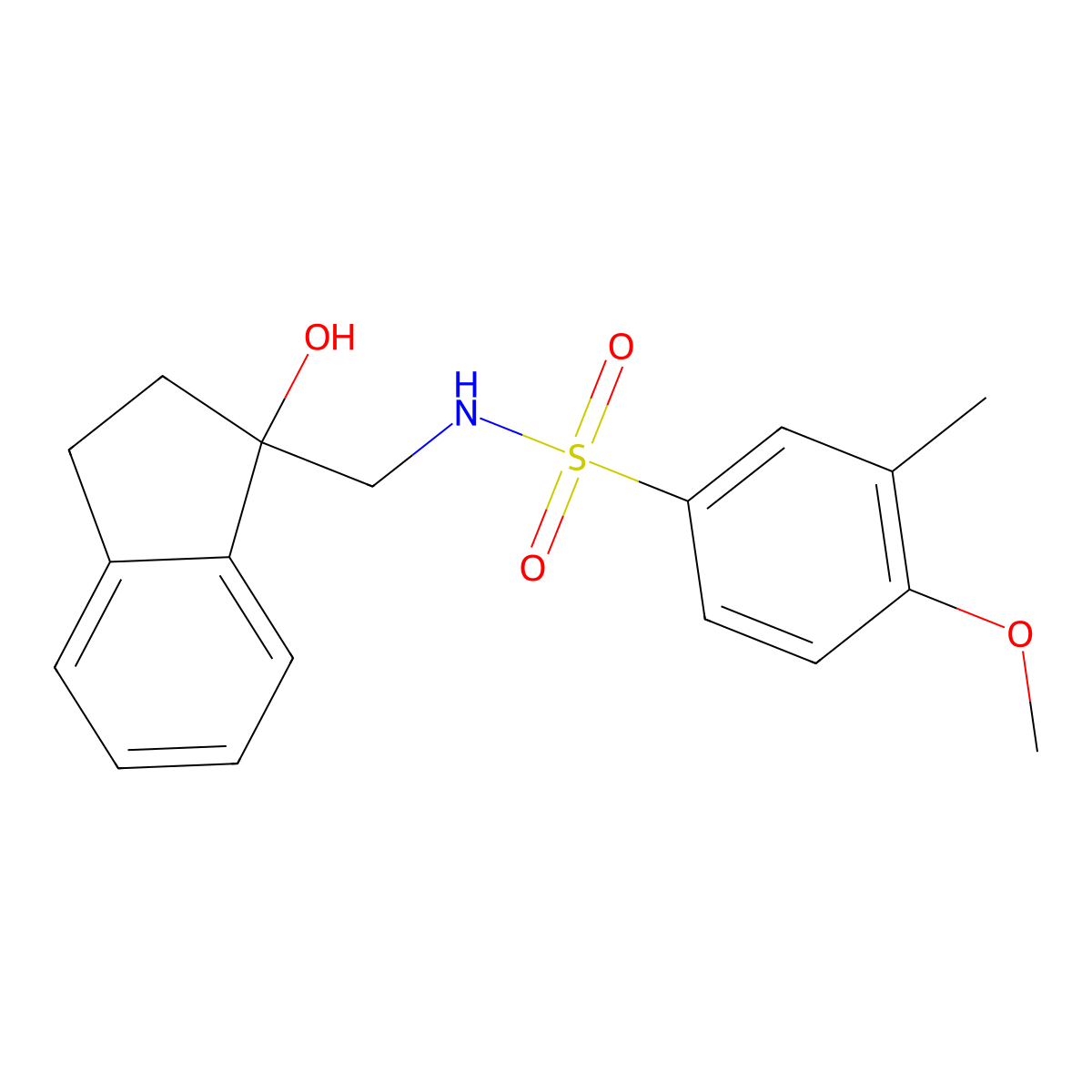 N-((1-hydroxy-2,3-dihydro-1H-inden-1-yl)methyl)-4-methoxy-3-methylbenzenesulfonamide molecular structure, CAS 1448054-49-6