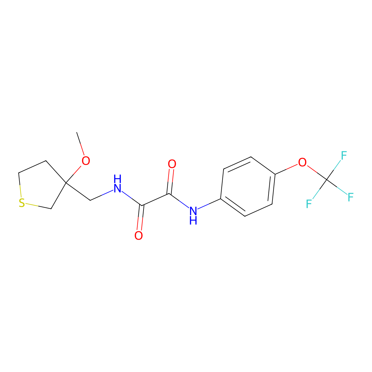 N1-((3-methoxytetrahydrothiophen-3-yl)methyl)-N2-(4-(trifluoromethoxy)phenyl)oxalamide molecular structure, CAS 1448054-51-0