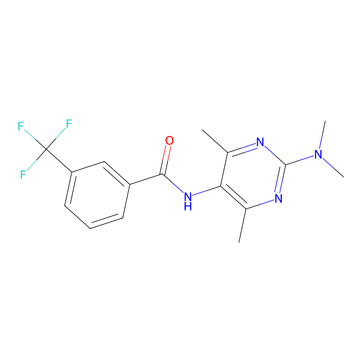 N-[2-(Dimethylamino)-4,6-dimethylpyrimidin-5-YL]-3-(trifluoromethyl)benzamide molecular structure, CAS 1448054-54-3