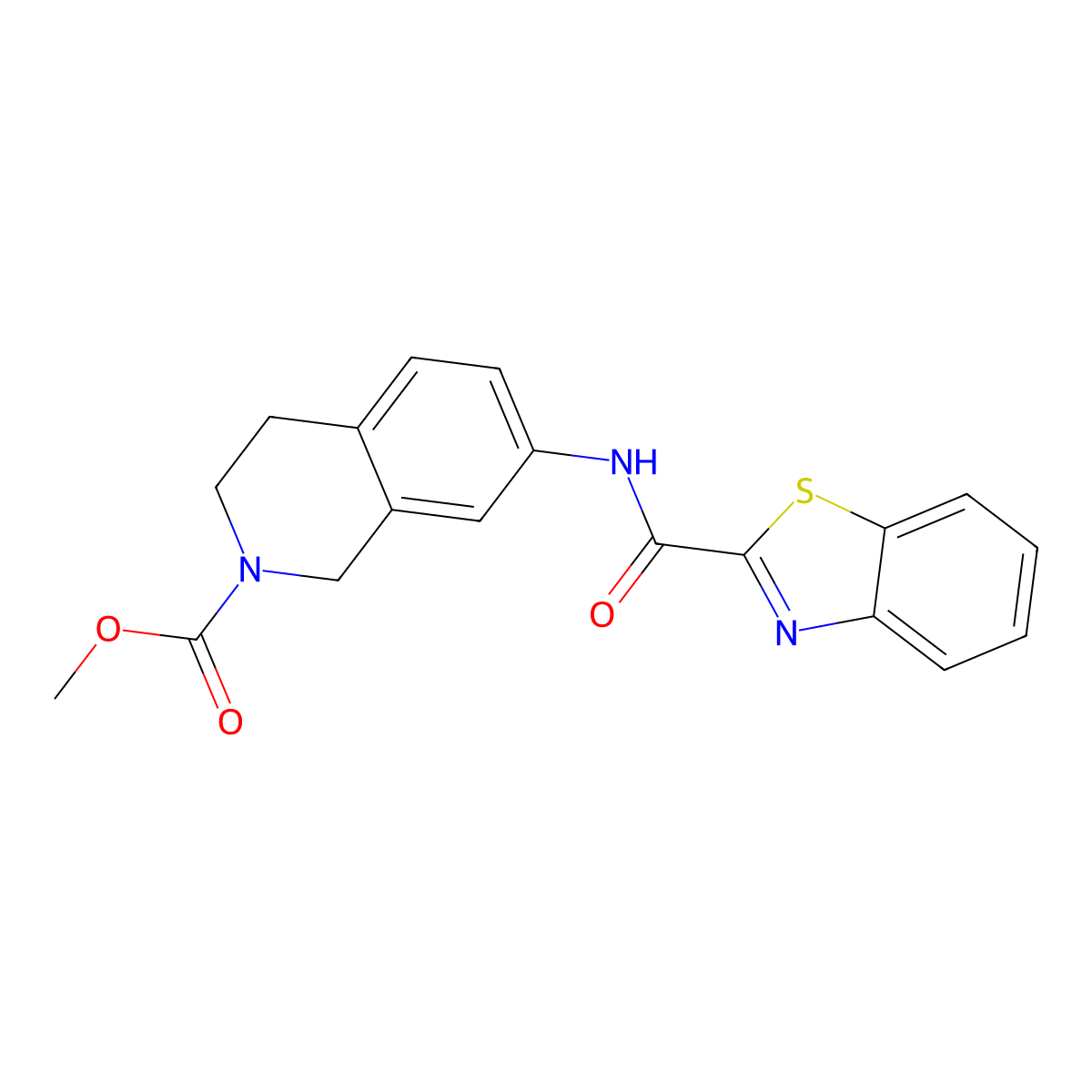 methyl 7-(benzo[d]thiazole-2-carboxamido)-3,4-dihydroisoquinoline-2(1H)-carboxylate molecular structure, CAS 1448054-60-1