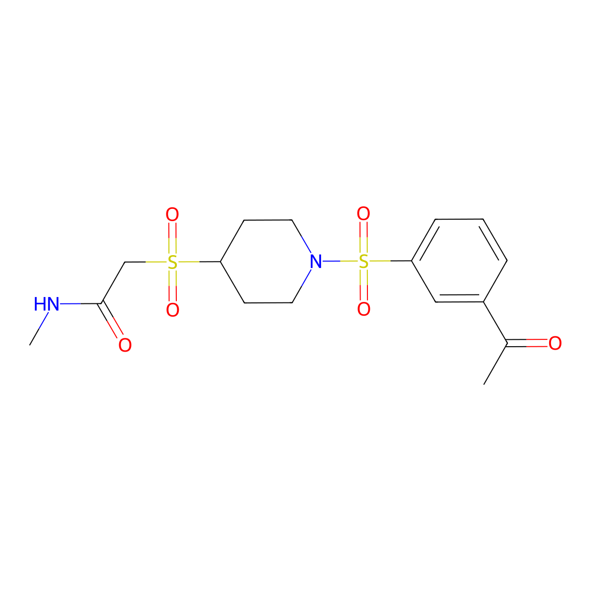 2-((1-((3-acetylphenyl)sulfonyl)piperidin-4-yl)sulfonyl)-N-methylacetamide molecular structure, CAS 1448054-62-3