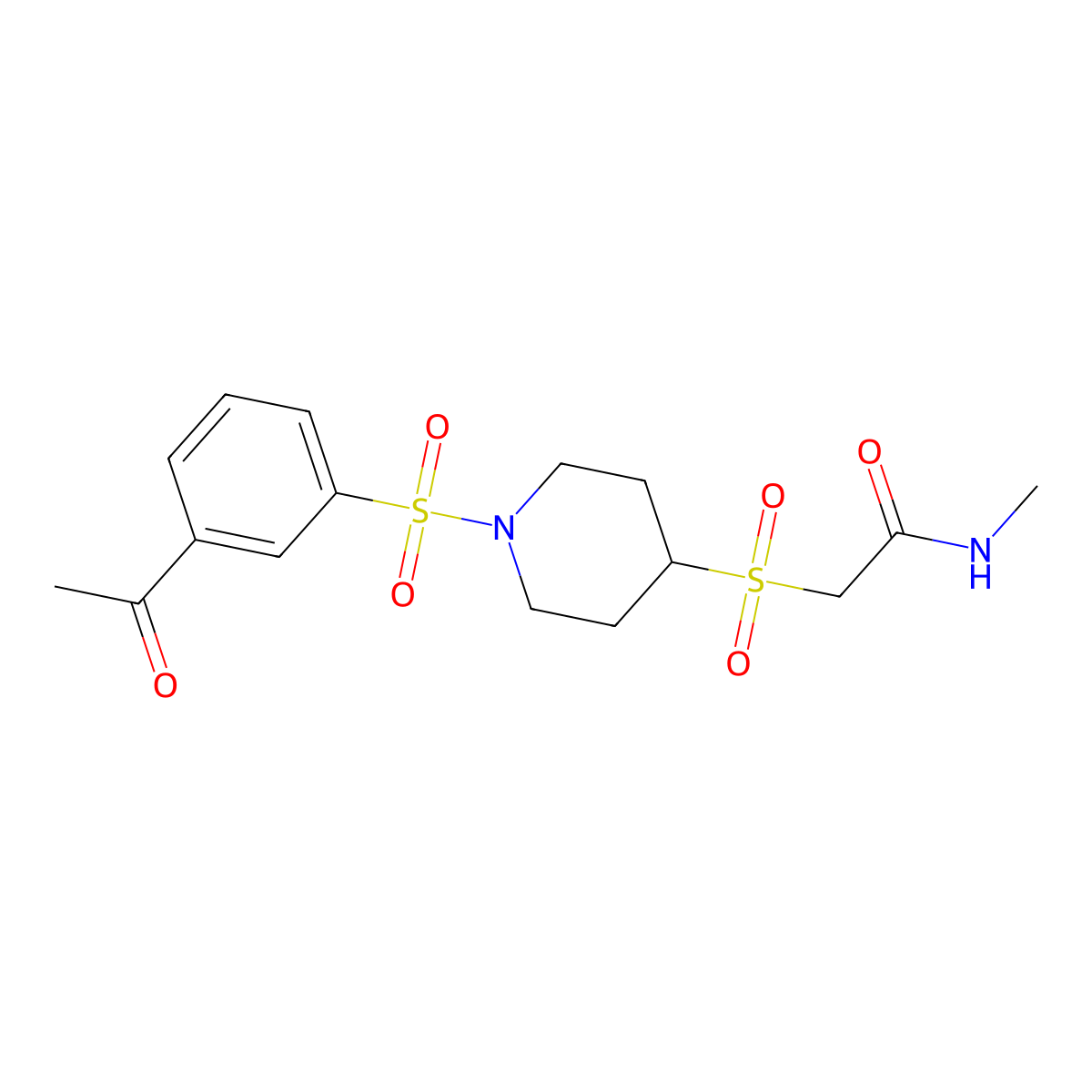 2-((1-((3-acetylphenyl)sulfonyl)piperidin-4-yl)sulfonyl)-N-methylacetamide molecular structure, CAS 1448054-62-3
