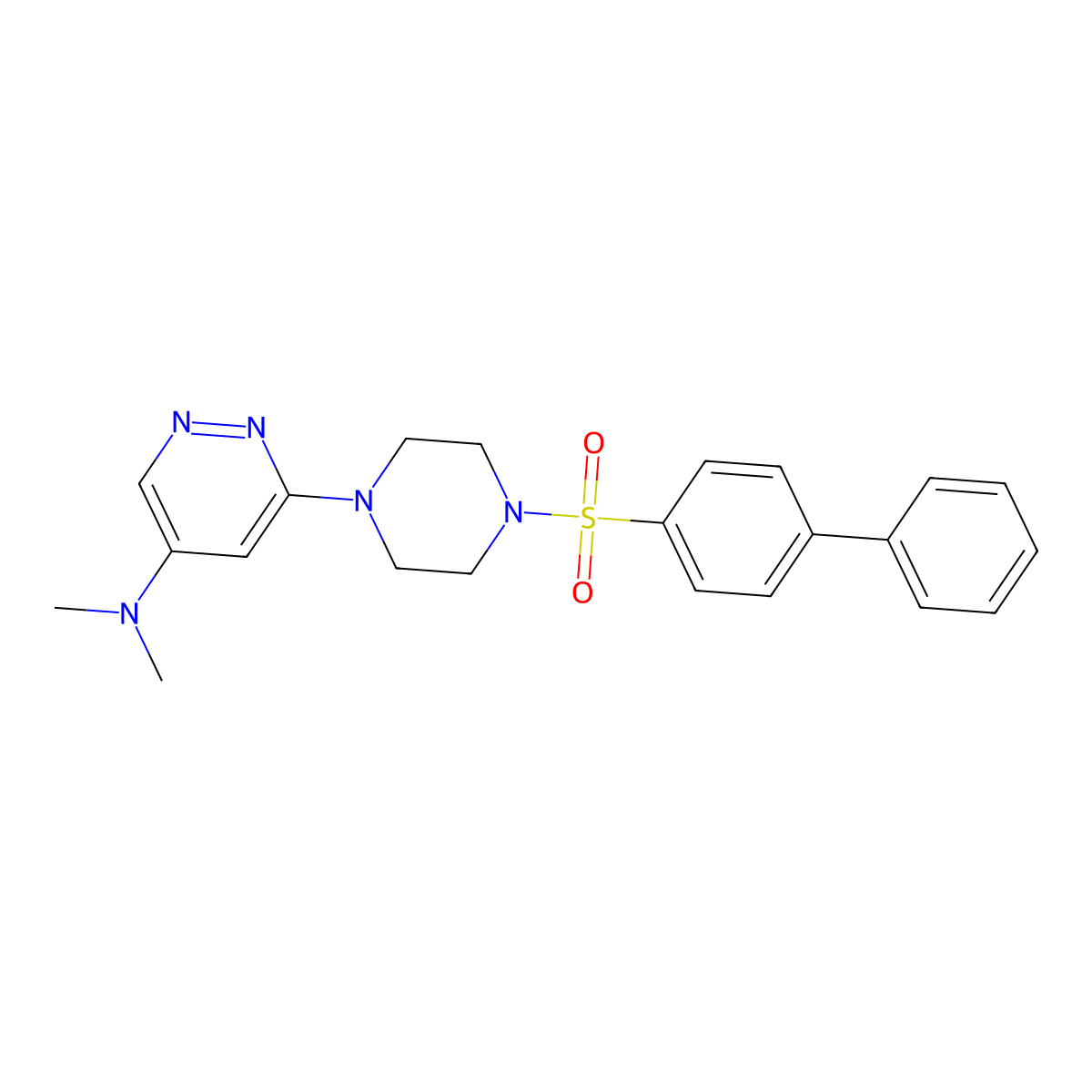 6-(4-([1,1'-biphenyl]-4-ylsulfonyl)piperazin-1-yl)-N,N-dimethylpyridazin-4-amine molecular structure, CAS 1448054-63-4