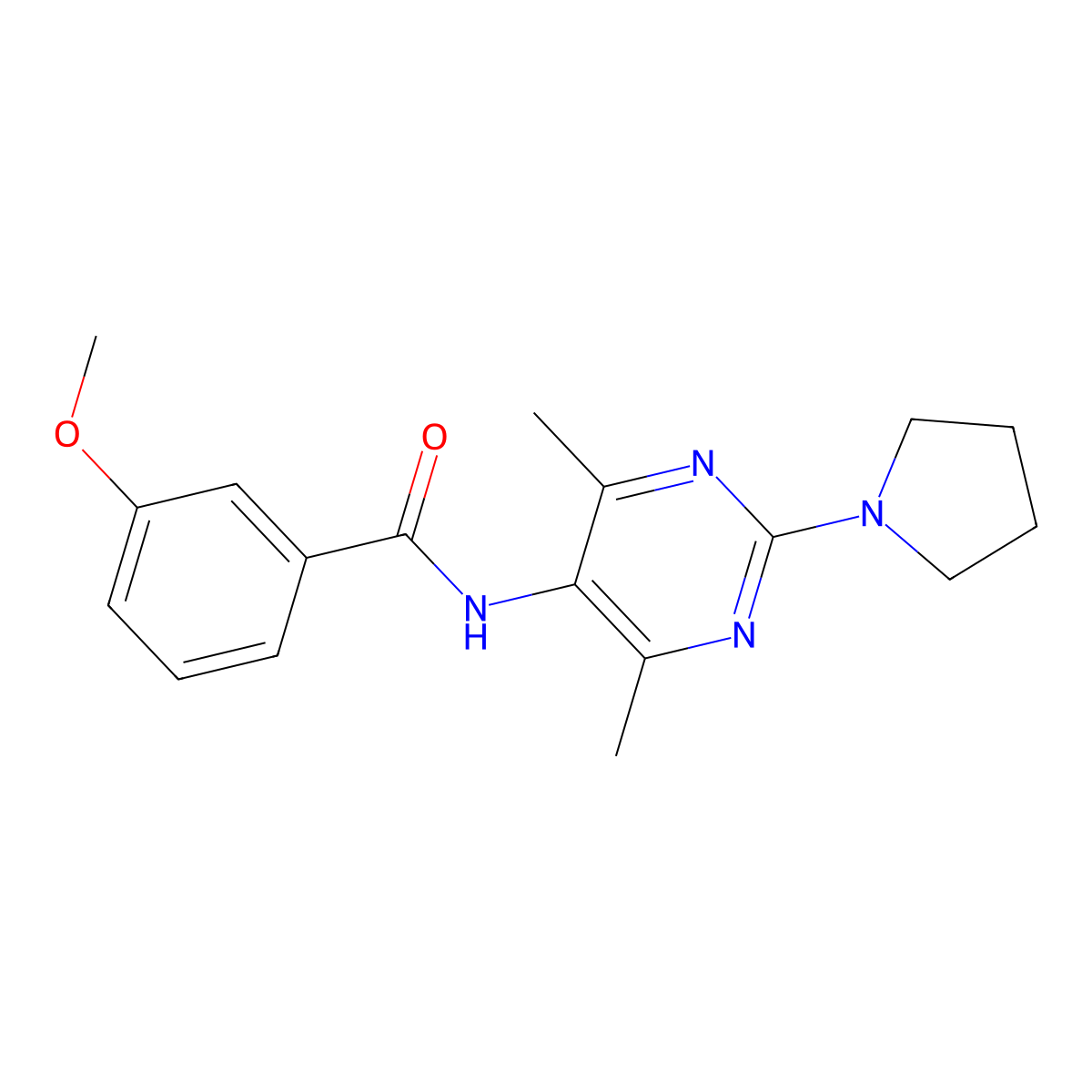 N-[4,6-Dimethyl-2-(pyrrolidin-1-YL)pyrimidin-5-YL]-3-methoxybenzamide molecular structure, CAS 1448054-65-6