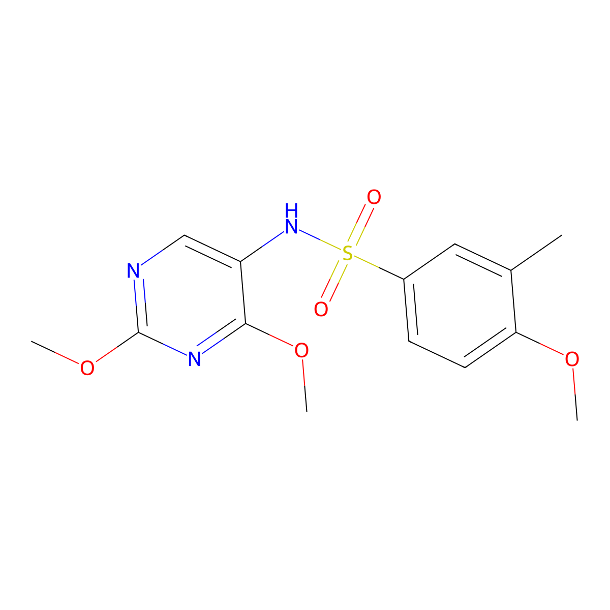 N-(2,4-dimethoxypyrimidin-5-yl)-4-methoxy-3-methylbenzenesulfonamide molecular structure, CAS 1448054-72-5
