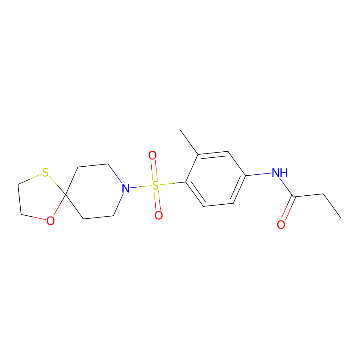 N-(4-(1-oxa-4-thia-8-azaspiro[4.5]decan-8-ylsulfonyl)-3-methylphenyl)propionamide molecular structure, CAS 1448054-78-1