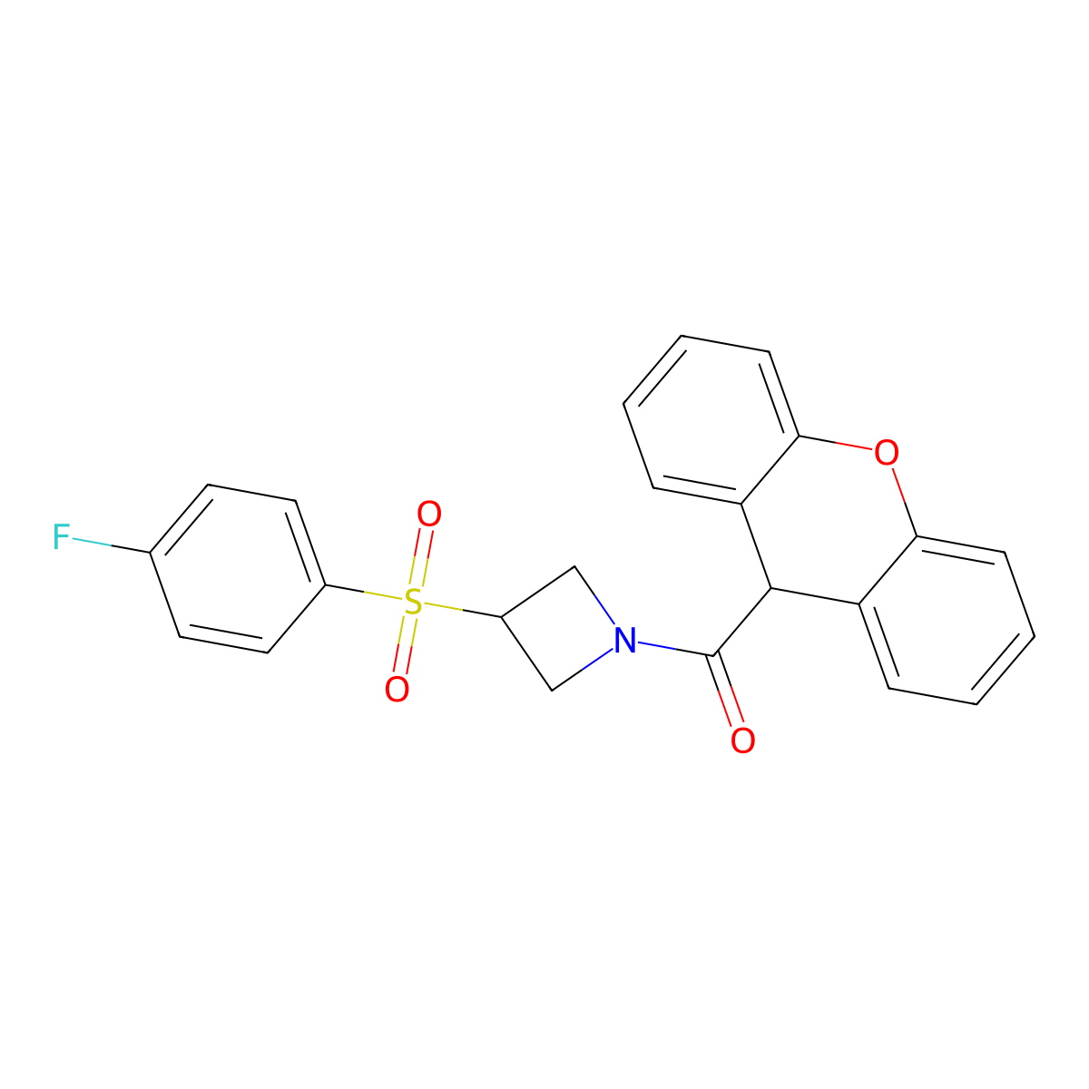(3-((4-fluorophenyl)sulfonyl)azetidin-1-yl)(9H-xanthen-9-yl)methanone molecular structure, CAS 1448054-81-6