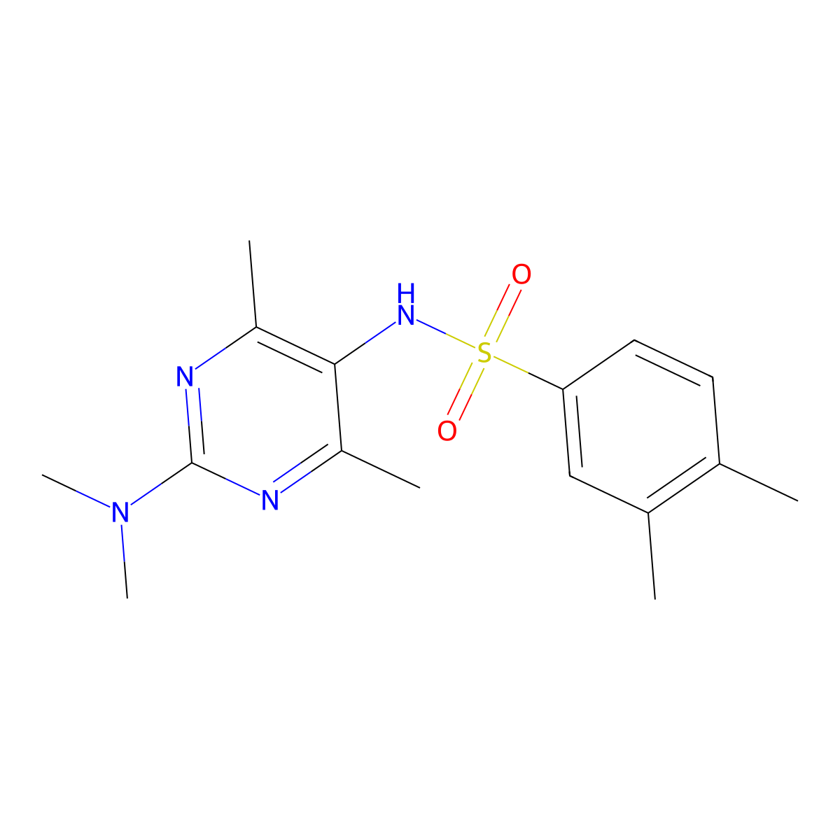 N-(2-(dimethylamino)-4,6-dimethylpyrimidin-5-yl)-3,4-dimethylbenzenesulfonamide molecular structure, CAS 1448054-82-7