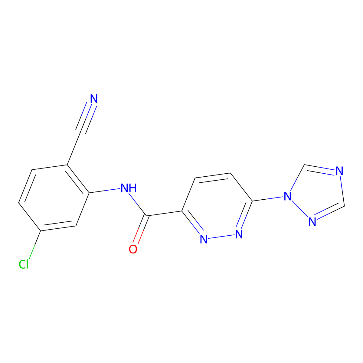 N-(5-chloro-2-cyanophenyl)-6-(1H-1,2,4-triazol-1-yl)pyridazine-3-carboxamide molecular structure, CAS 1448054-83-8