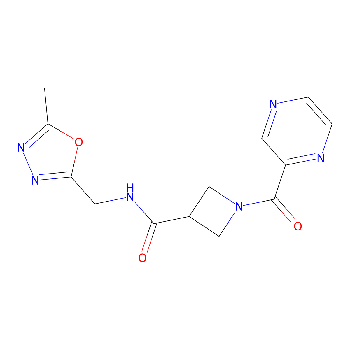N-[(5-Methyl-1,3,4-oxadiazol-2-YL)methyl]-1-(pyrazine-2-carbonyl)azetidine-3-carboxamide molecular structure, CAS 1448054-89-4