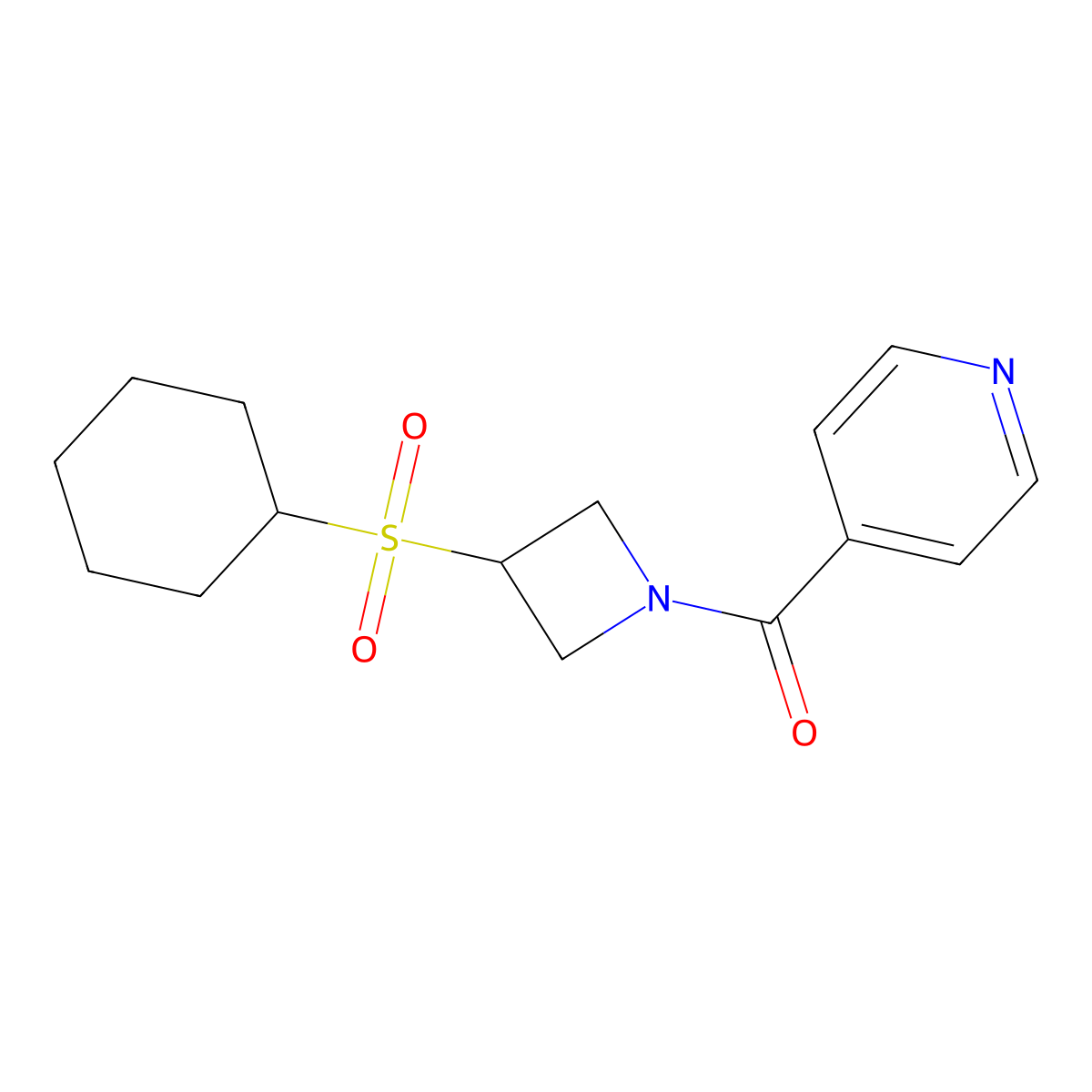 (3-(Cyclohexylsulfonyl)azetidin-1-yl)(pyridin-4-yl)methanone molecular structure, CAS 1448055-01-3