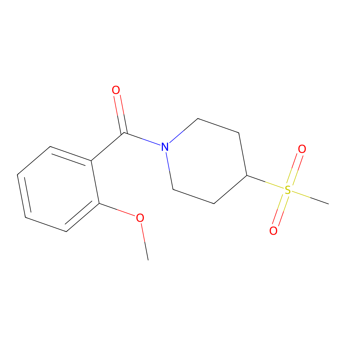 (2-Methoxyphenyl)(4-(methylsulfonyl)piperidin-1-yl)methanone molecular structure, CAS 1448056-22-1