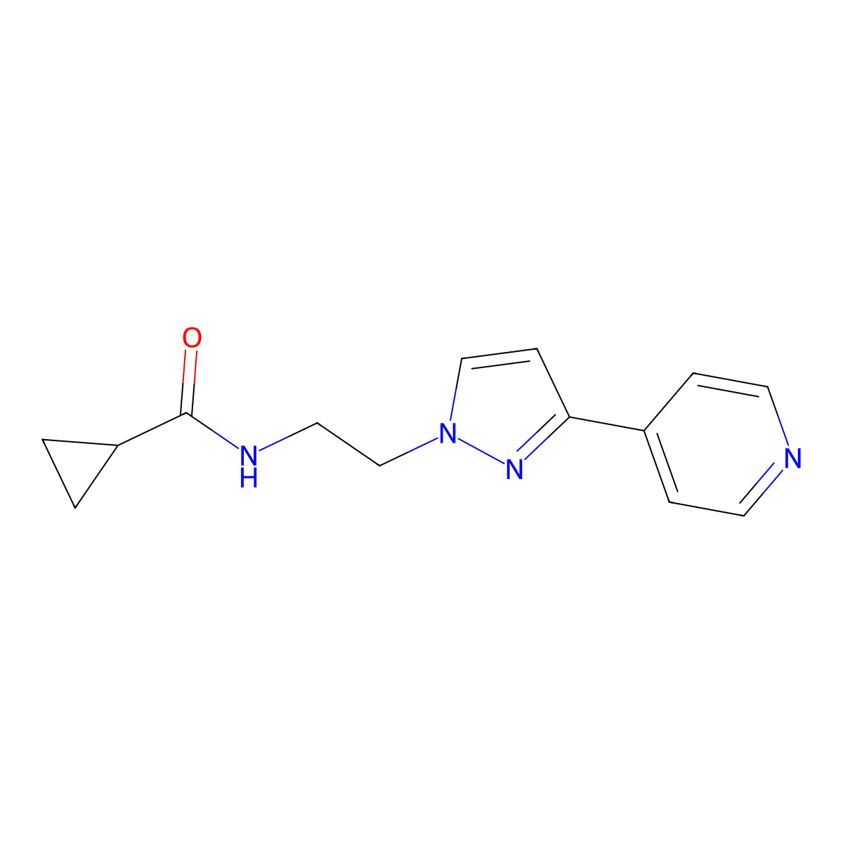 N-{2-[3-(pyridin-4-yl)-1H-pyrazol-1-yl]ethyl}cyclopropanecarboxamide molecular structure, CAS 1448056-24-3