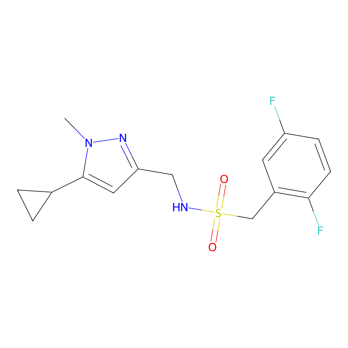 N-[(5-cyclopropyl-1-methyl-1H-pyrazol-3-yl)methyl]-1-(2,5-difluorophenyl)methanesulfonamide molecular structure, CAS 1448056-25-4