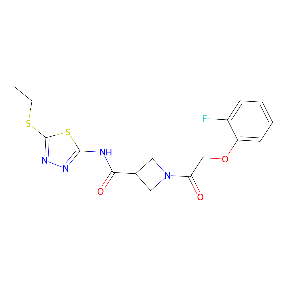 N-(5-(ethylthio)-1,3,4-thiadiazol-2-yl)-1-(2-(2-fluorophenoxy)acetyl)azetidine-3-carboxamide molecular structure, CAS 1448056-27-6